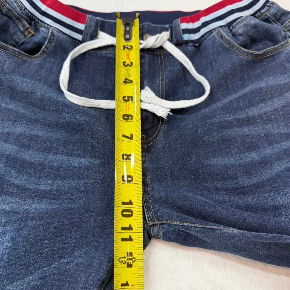 Ferryboat 76 Jogger Jeans Mens 38 Blue‎ Good Elastic Waist Drawstring Distressed